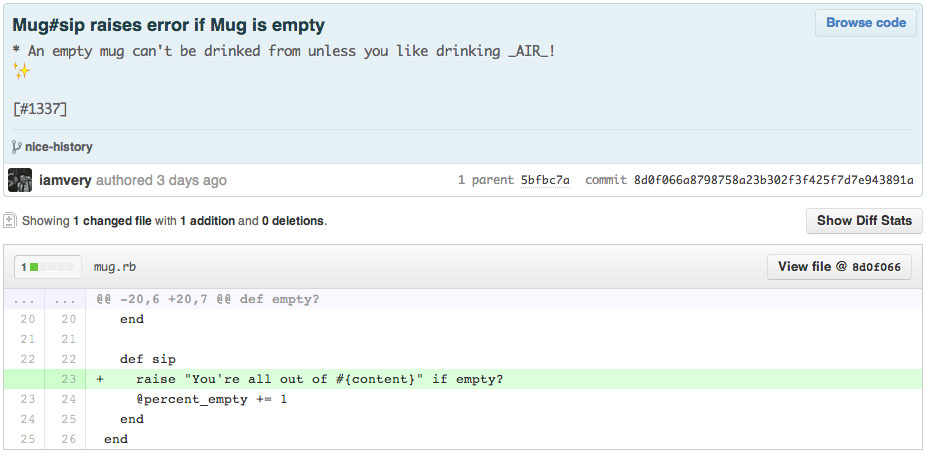 A example, concise commit