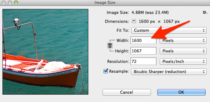 Resize in Photoshop