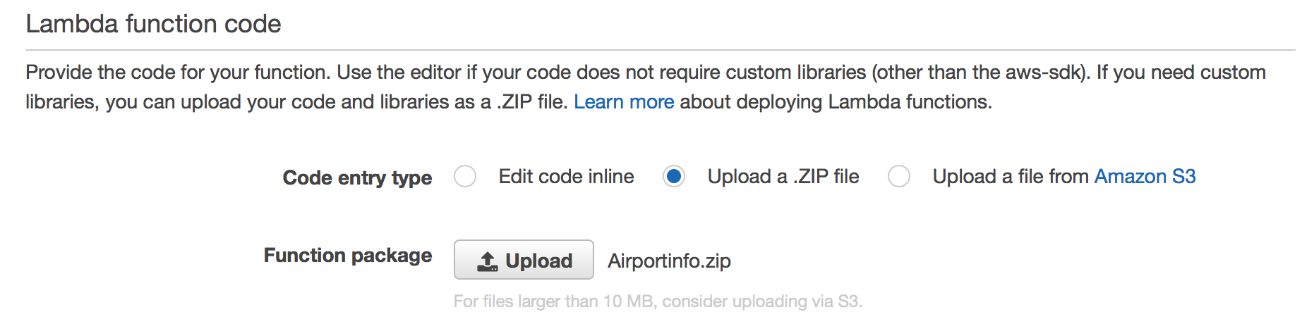 Uploading a .zip archive