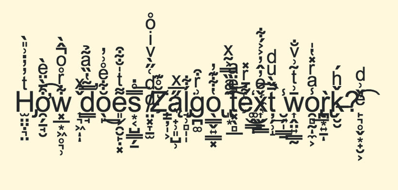 Picture of zalgo text, where meaningless diacritical marks make the text almost unreadable
