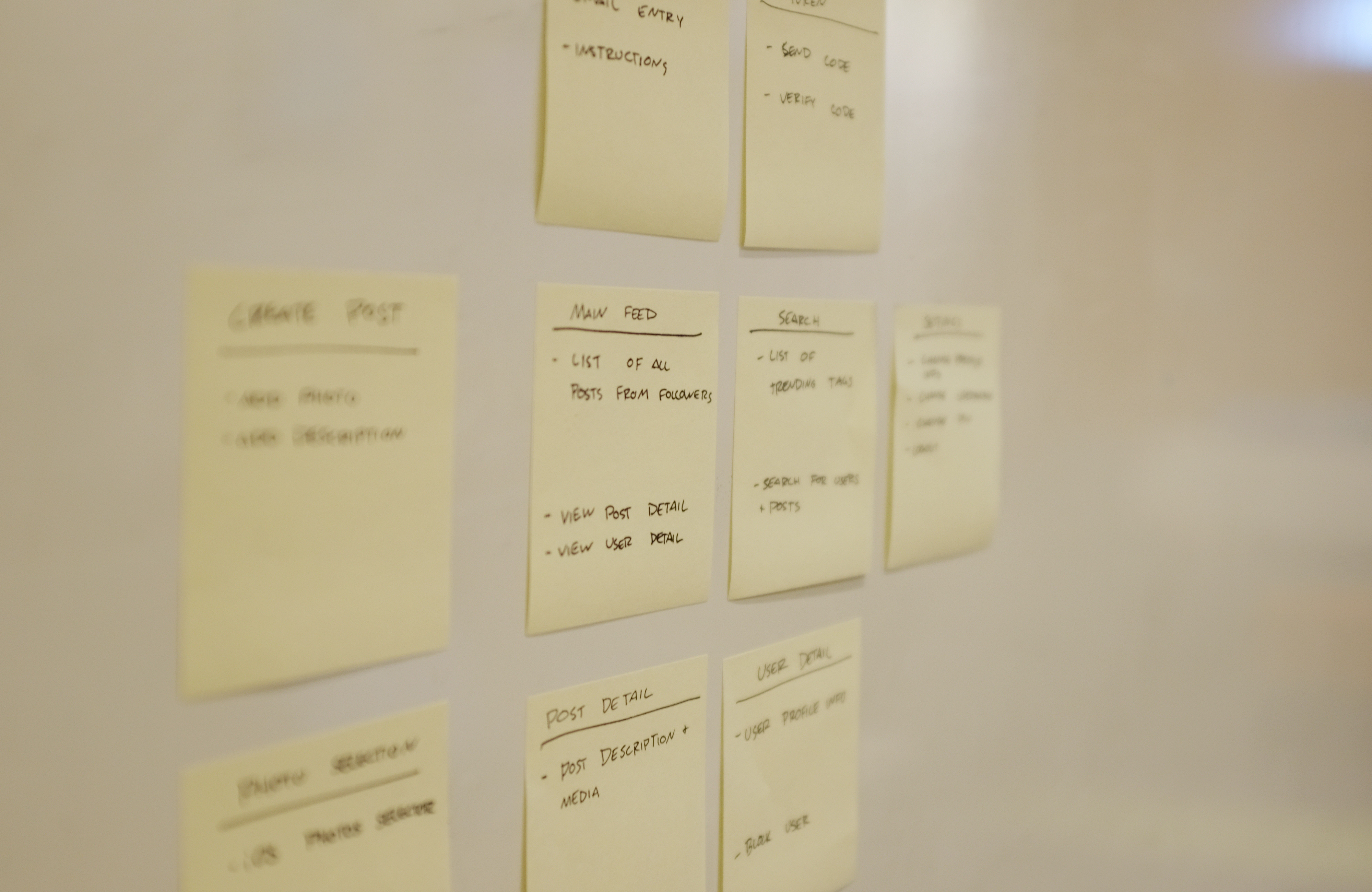 Feature sorting using sticky notes