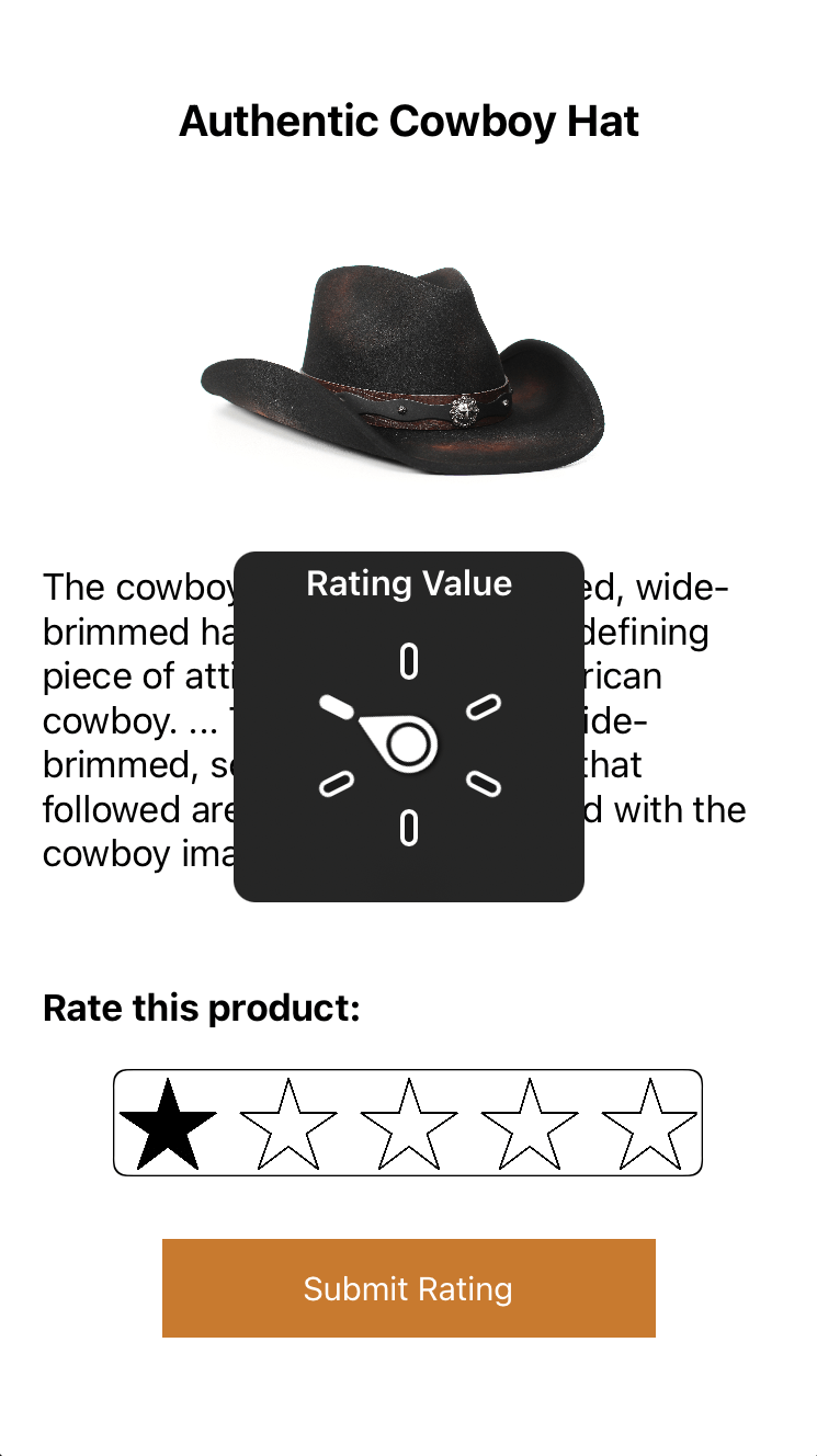 rating rotor over image and description of cowboy hat